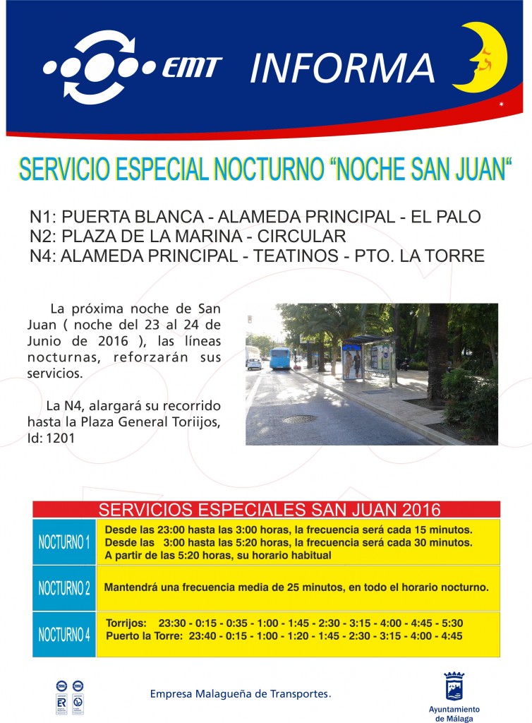 Aviso servicio Especial San Juan 23-06-16
