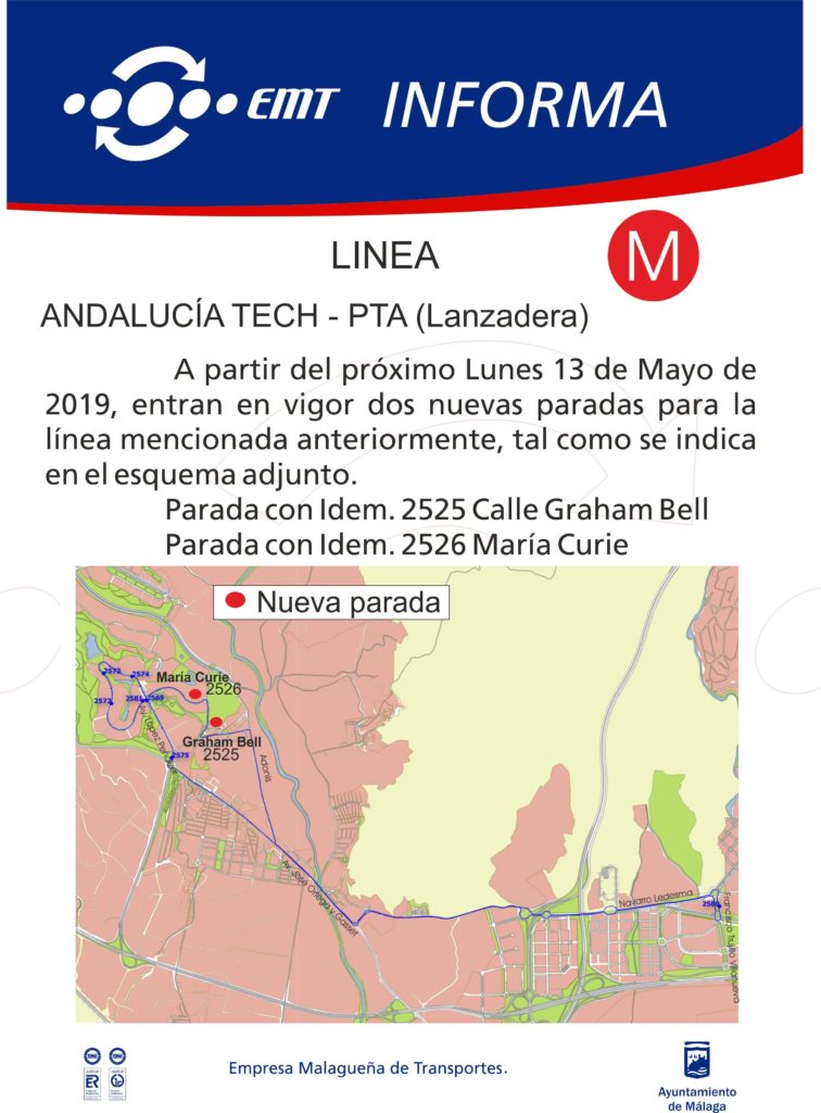 Nuevas Paradas para la línea M – Empresa Malagueña de Transportes